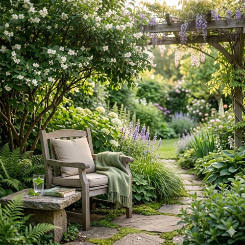 Detailní pohled na klidnou zahradu